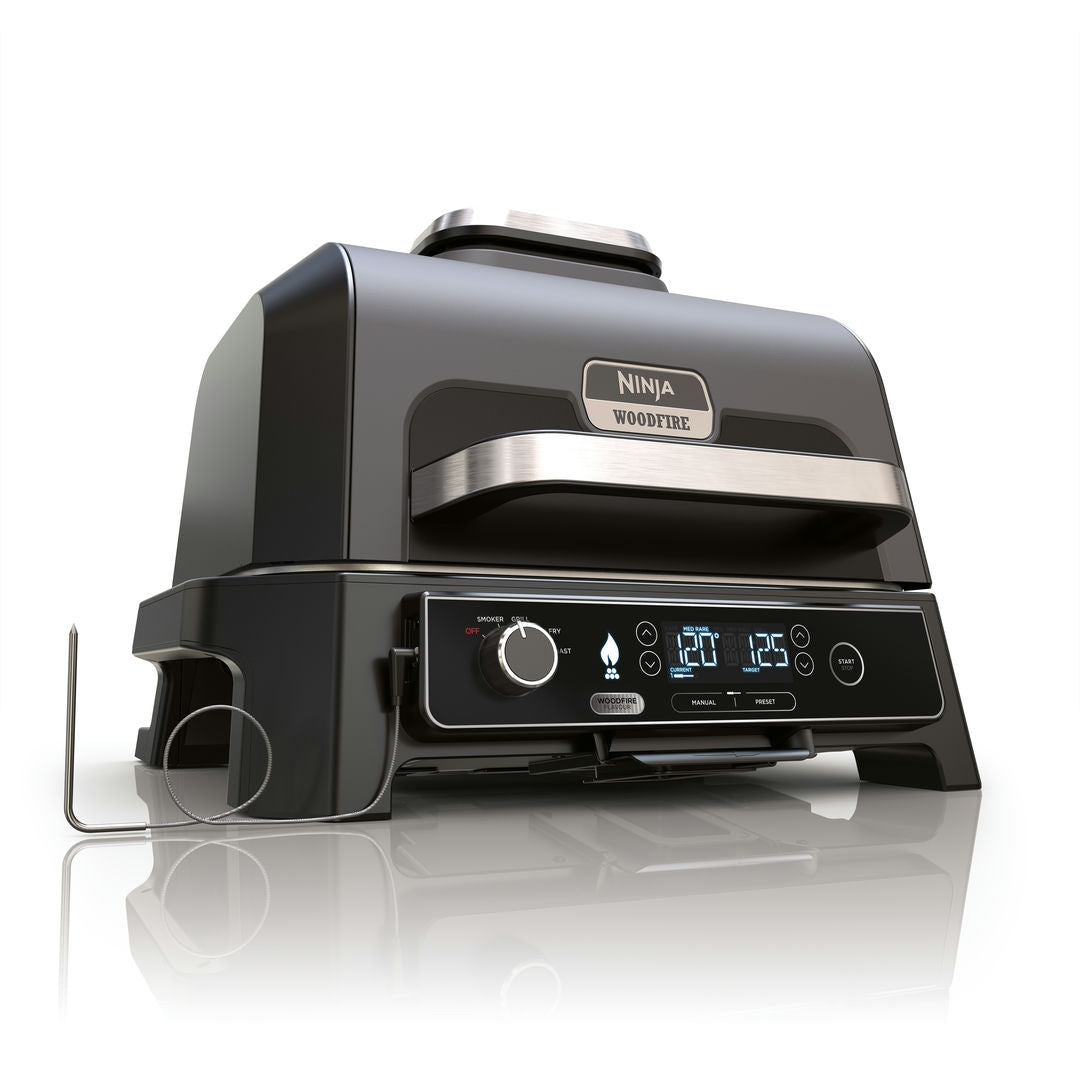 Ninja OG850EU Woodfire Pro XL, Elektromos BBQ, Grill, Air fryer & Füstölő, kültéri, 45cm x 31cm