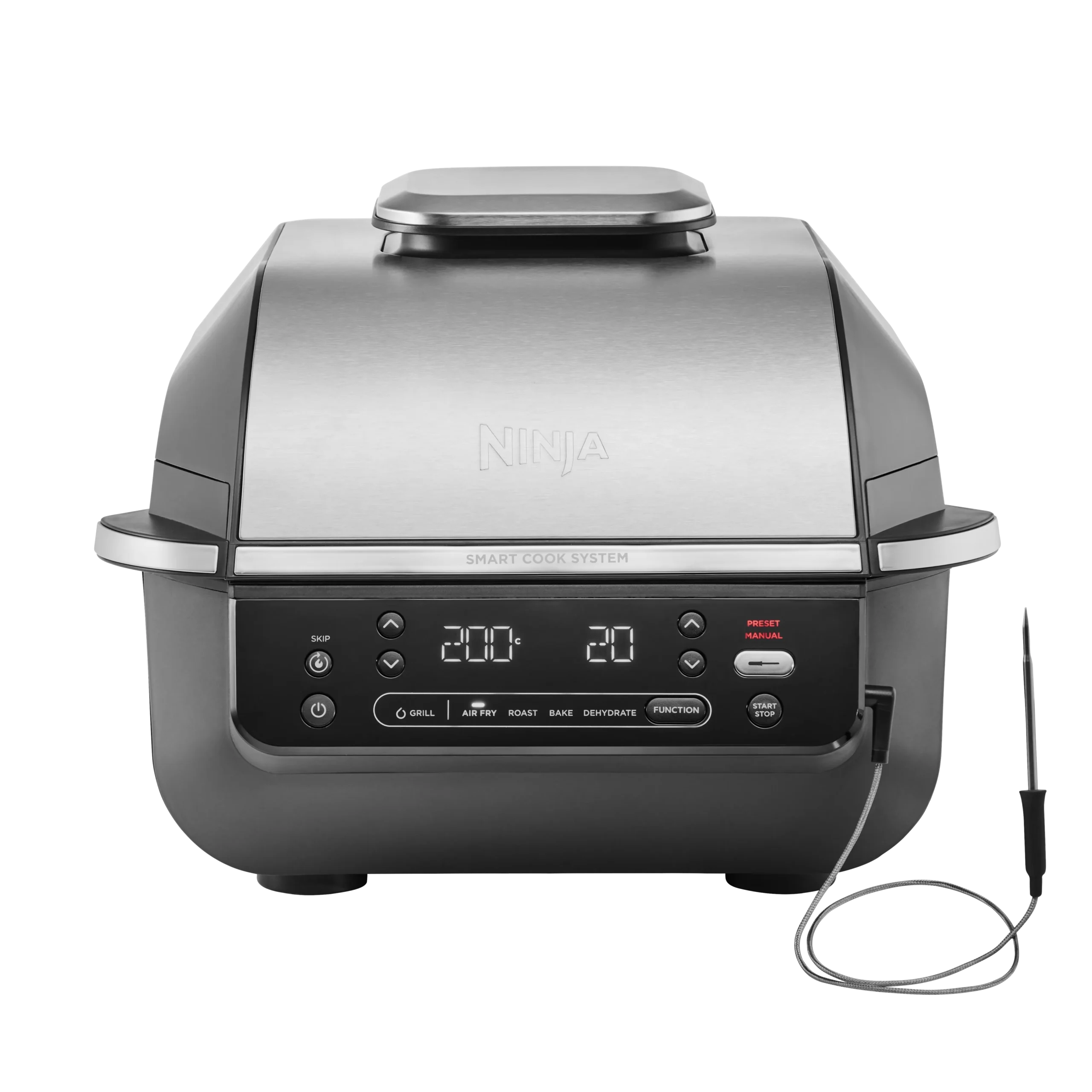 Ninja EG351EU Foodi Smart 5in1 Beltéri Grill és Air fryer beépített maghőmérővel - Ezüst