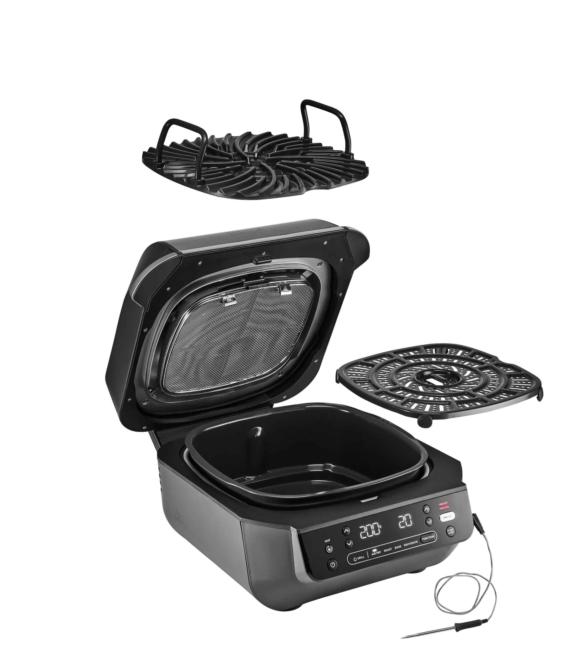 Ninja EG351EU Foodi Smart 5in1 Beltéri Grill és Air fryer beépített maghőmérővel - Ezüst
