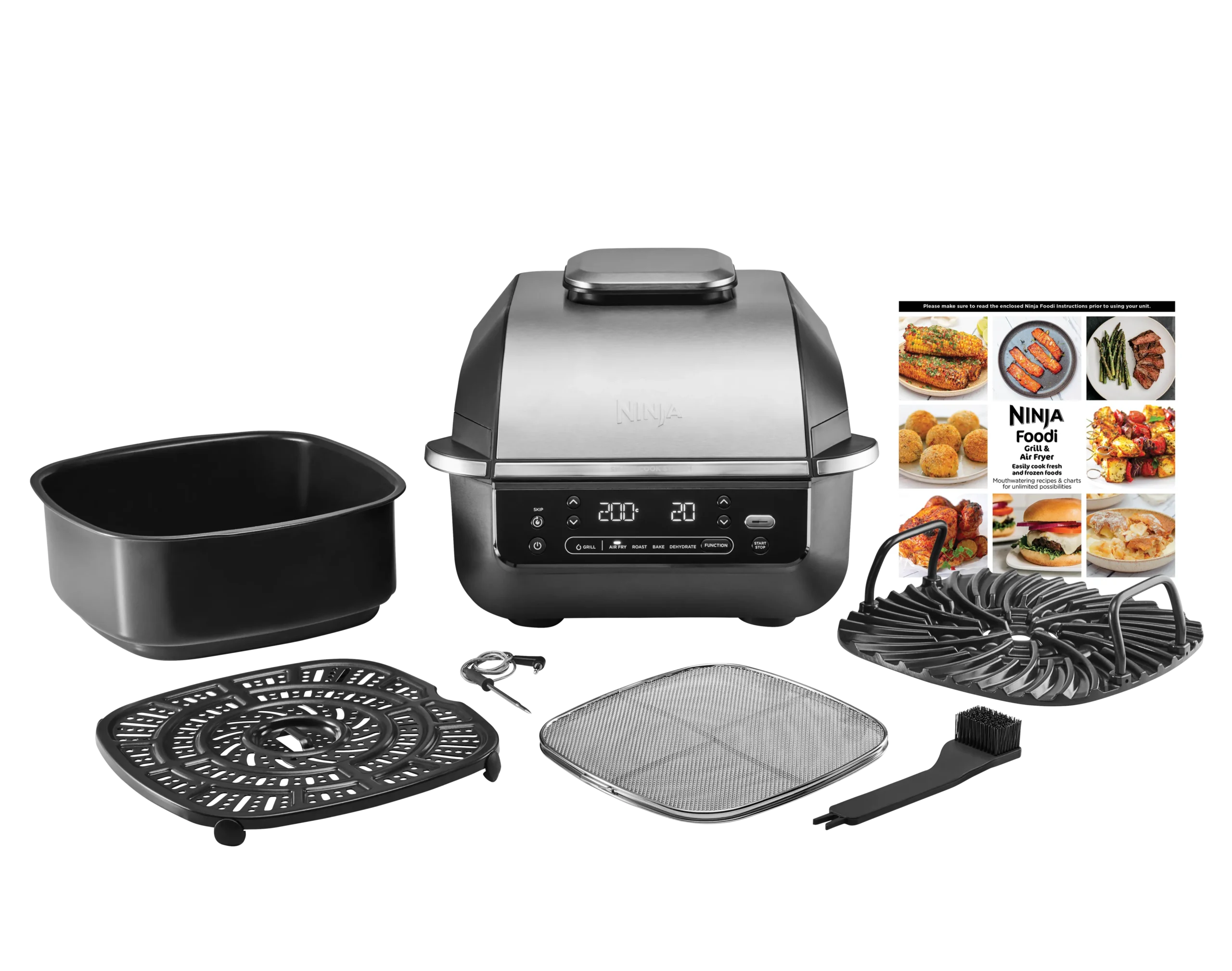 Ninja EG351EU Foodi Smart 5in1 Beltéri Grill és Air fryer beépített maghőmérővel - Ezüst