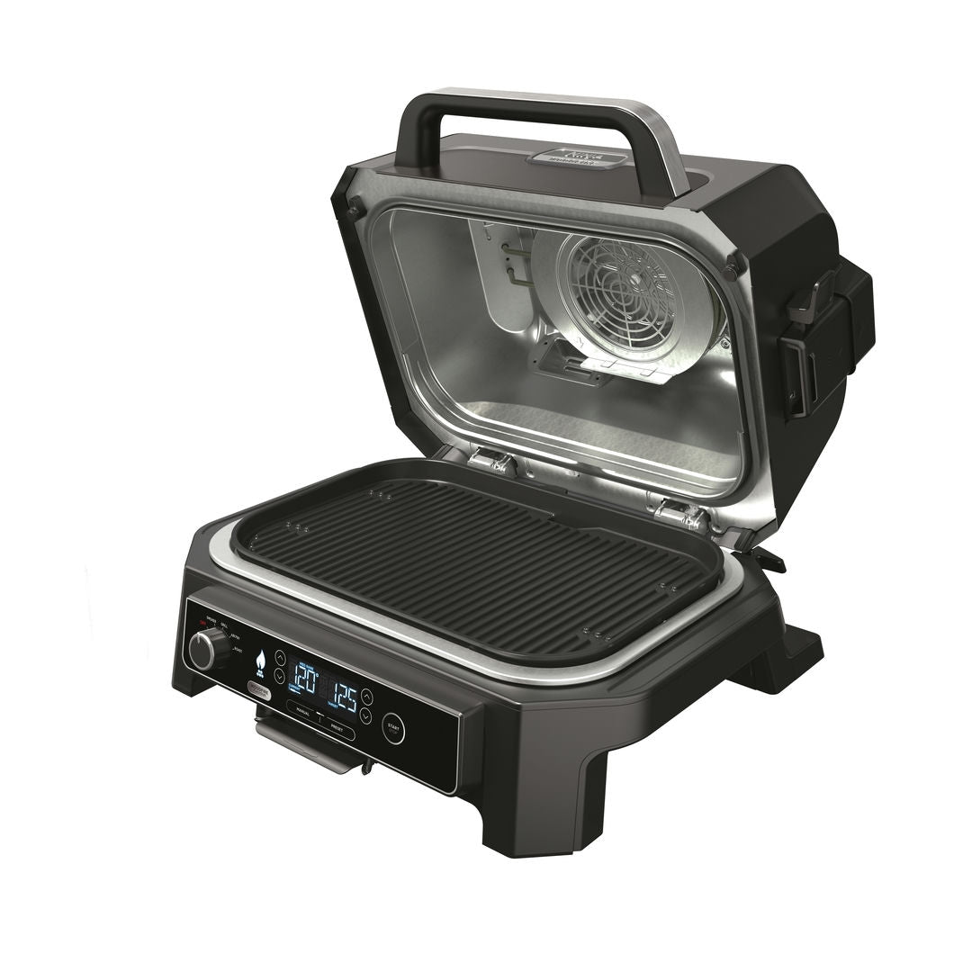 Ninja OG850EU Woodfire Pro XL, Elektromos BBQ, Grill, Air fryer & Füstölő, kültéri, 45cm x 31cm