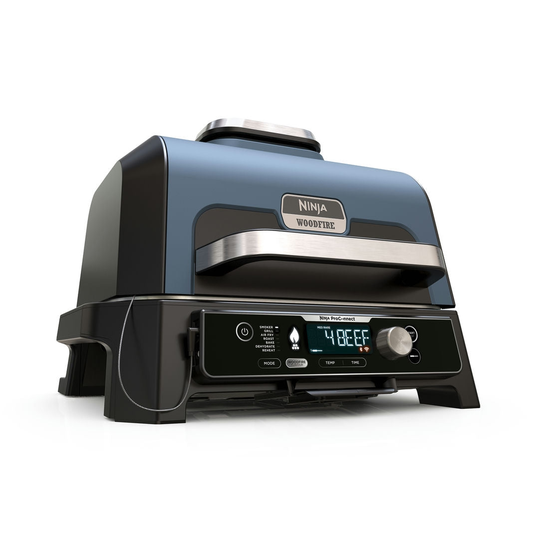 Ninja OG901EU Woodfire Pro Connect XL, Elektromos BBQ, Grill, Air fryer & Füstölő, kültéri, 45cm x 31cm