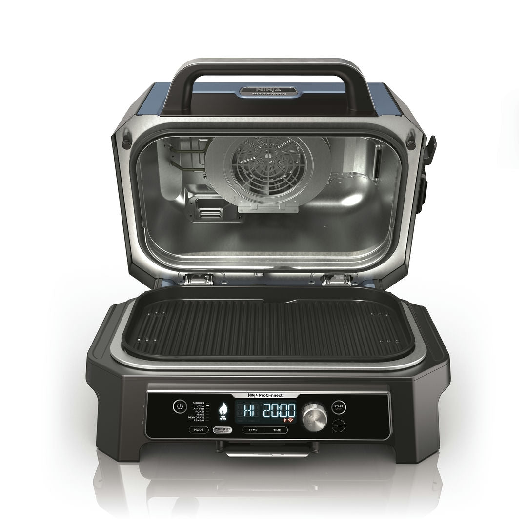 Ninja OG901EU Woodfire Pro Connect XL, Elektromos BBQ, Grill, Air fryer & Füstölő, kültéri, 45cm x 31cm
